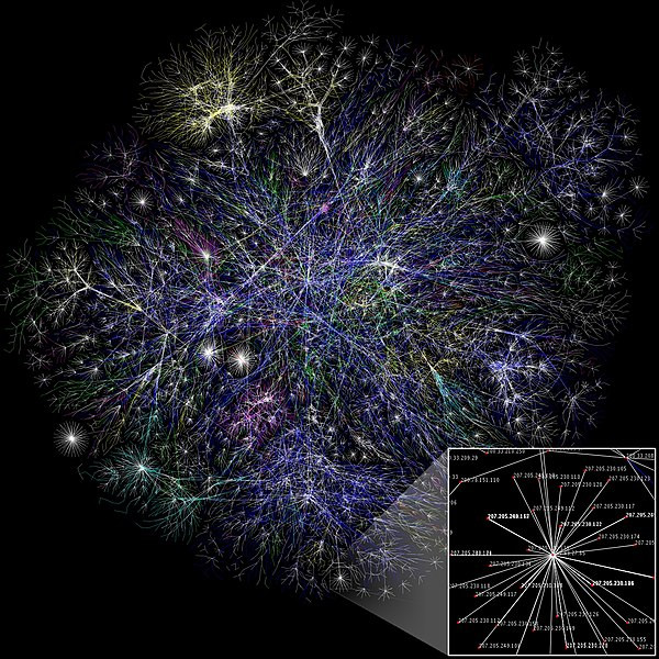 Ilustración del mapa de conexiones de Internet en 2005