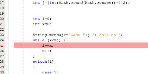 Imagen que ilustra como se crea un punto de ruptura haciendo clic en el número de línea.