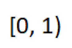 Un corchete izquierdo, un cero, una coma y un uno, y se cierra un paréntesis.