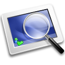 Icono de una lupa sobre una tablet.