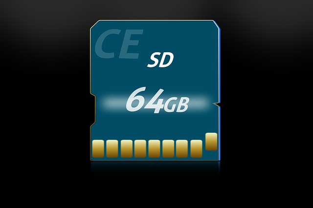 Ilustración de una tarjeta SD de 64 GB