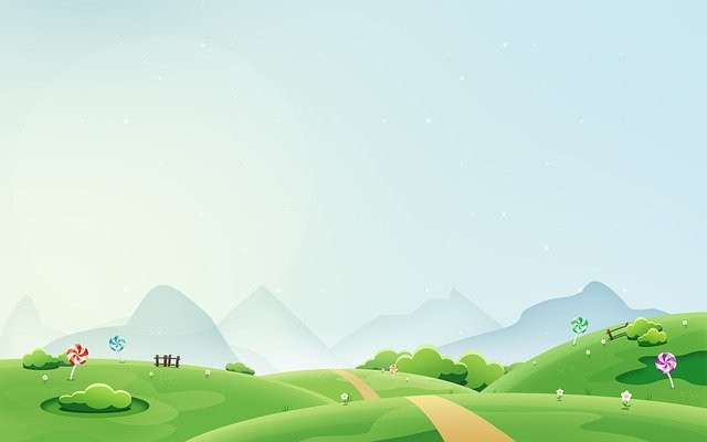 Ilustración de  paisaje atravesado por un camino. 
