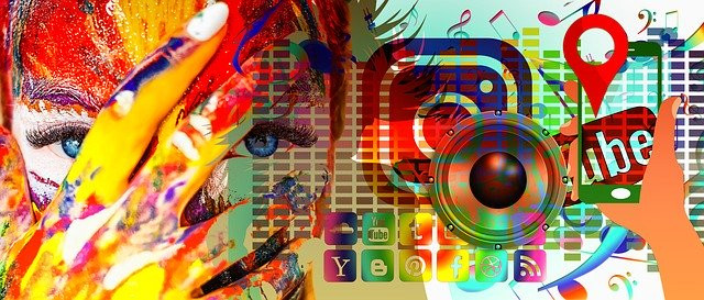 Ilustración que muestra todos los iconos de las aplicaciones de las redes sociales que genera recursos multimedia