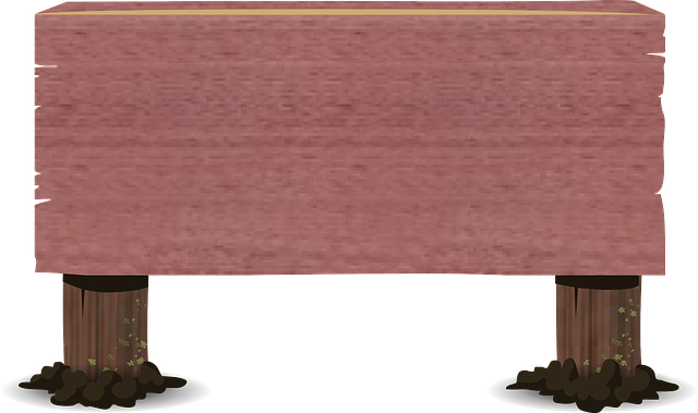 Ilustración de un tablón horizontal sujetado por dos postes que hacen de piés.