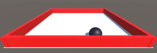 Se muestra una esfera dentro de un tablero con bordes de color rojo que impiden que se salga