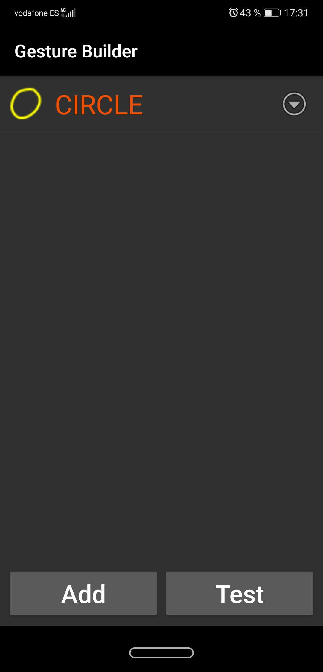 Captura de pantalla de la aplicación Gesture Builder