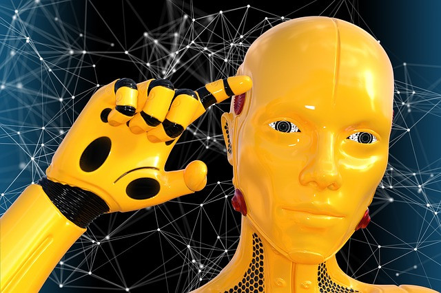 Imagen que aparece un robot y de fondo los puntos de las constelaciones