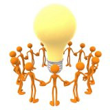 Un grupo de figuras están teniendo un idea.