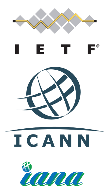 Logos de algunas de las entidades que rigen el desarrollo y funcionamiento de Internet.