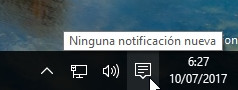 Vista del área de notificación de la barra de tareas.