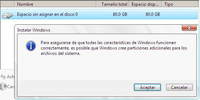 Ventana de aviso de creación de posibles particiones adicionales.