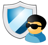 Un escudo con un usuario espía.