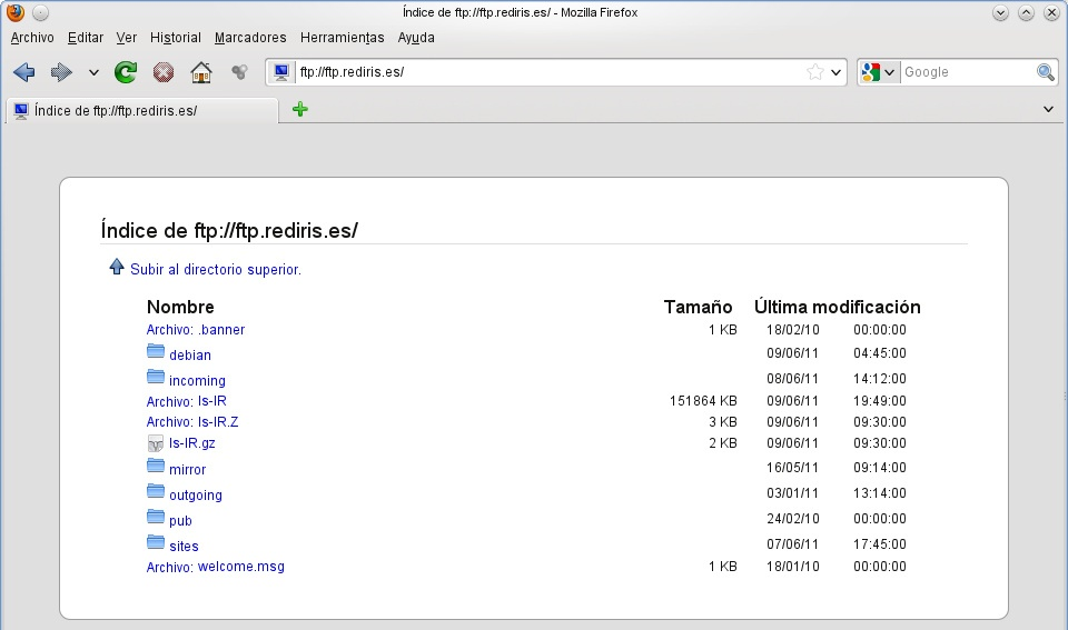 Sitio FTP de descarga de ficheros.