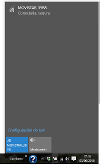 Ventana que muestra la lista de conexiones inalámbricas de red que detecta un equipo, con indicador visual de la calidad de la señal.