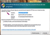 Pantalla de instalación/configuración del servidor Apache con Xampp en Windows.