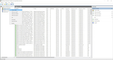 Cuadro de diálogo para la configuración avanzada, primera pantalla de creación de reglas de conexión con el Firewall de Windows.