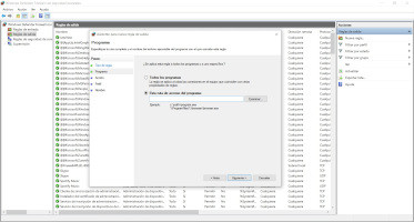 Cuadro de diálogo para la configuración avanzada, tercera pantalla de creación de reglas de conexión con el Firewall de Windows.