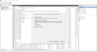 Cuadro de diálogo para la configuración avanzada, cuarta pantalla de creación de reglas de conexión con el Firewall de Windows.