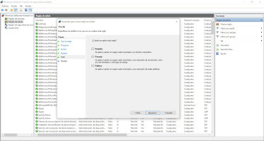 Cuadro de diálogo para la configuración avanzada, sexta pantalla de creación de reglas de conexión con el Firewall de Windows.