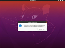 Mensaje que indica que la instalación se ha realizado correctamente