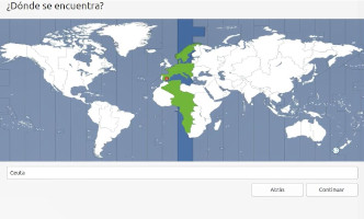 Pantalla donde se indica la zona horaria